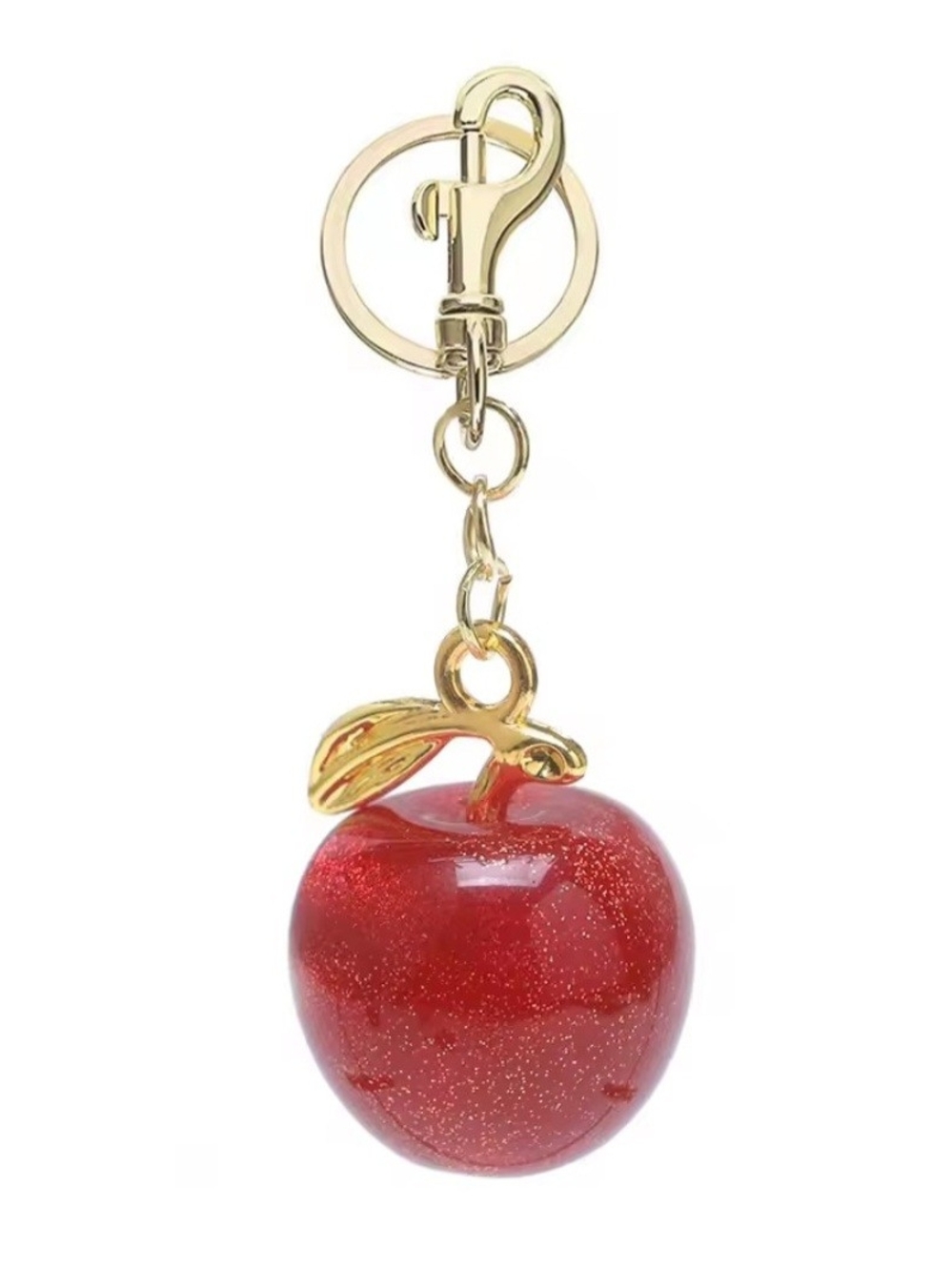 Red Glitter Apple Keychain Bag Charm